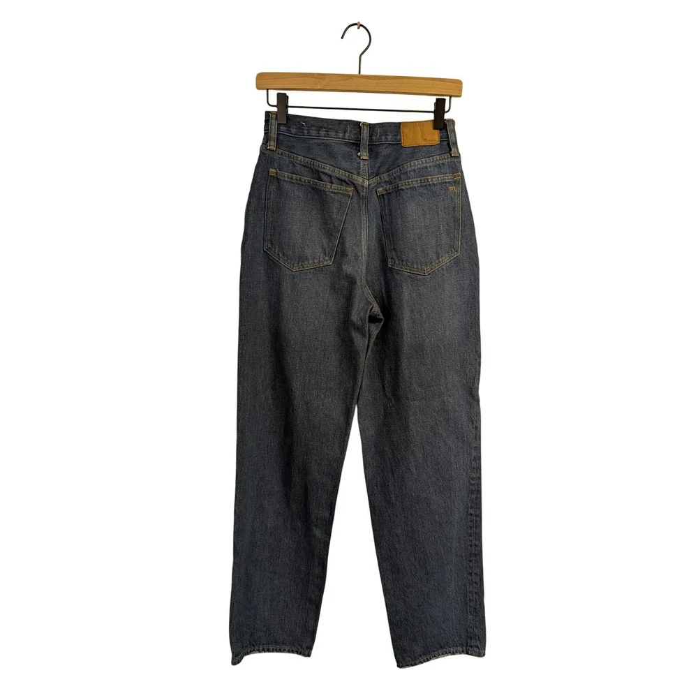 Madewell Baggy Straight Jeans Slouchy Rigid Denim‎ Hemp Dark Worn Indigo Wash 25